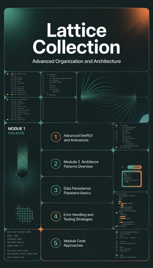 Lattice Collection educational module layout with topics and structure on a dark background