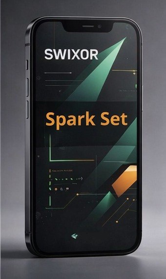 Smartphone displaying the Swixor Spark Set app on a gray background