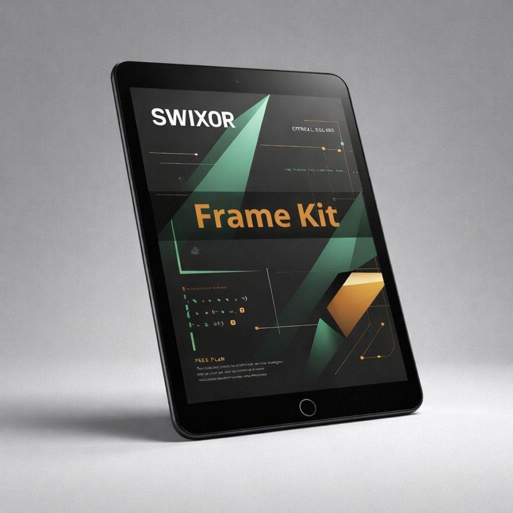 Tablet displaying Swixor Frame Kit on a gray background