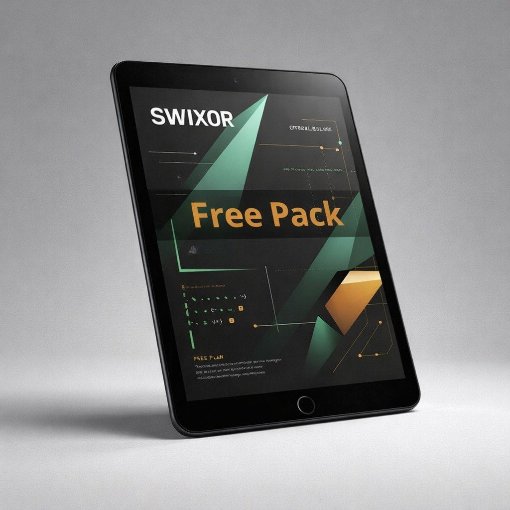 Tablet displaying Swixor Free Pack on a gray background