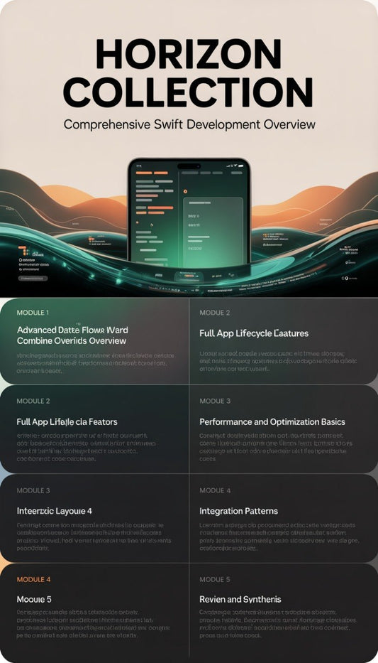 Horizon Collection Swift Development Overview with modules and a smartphone display.