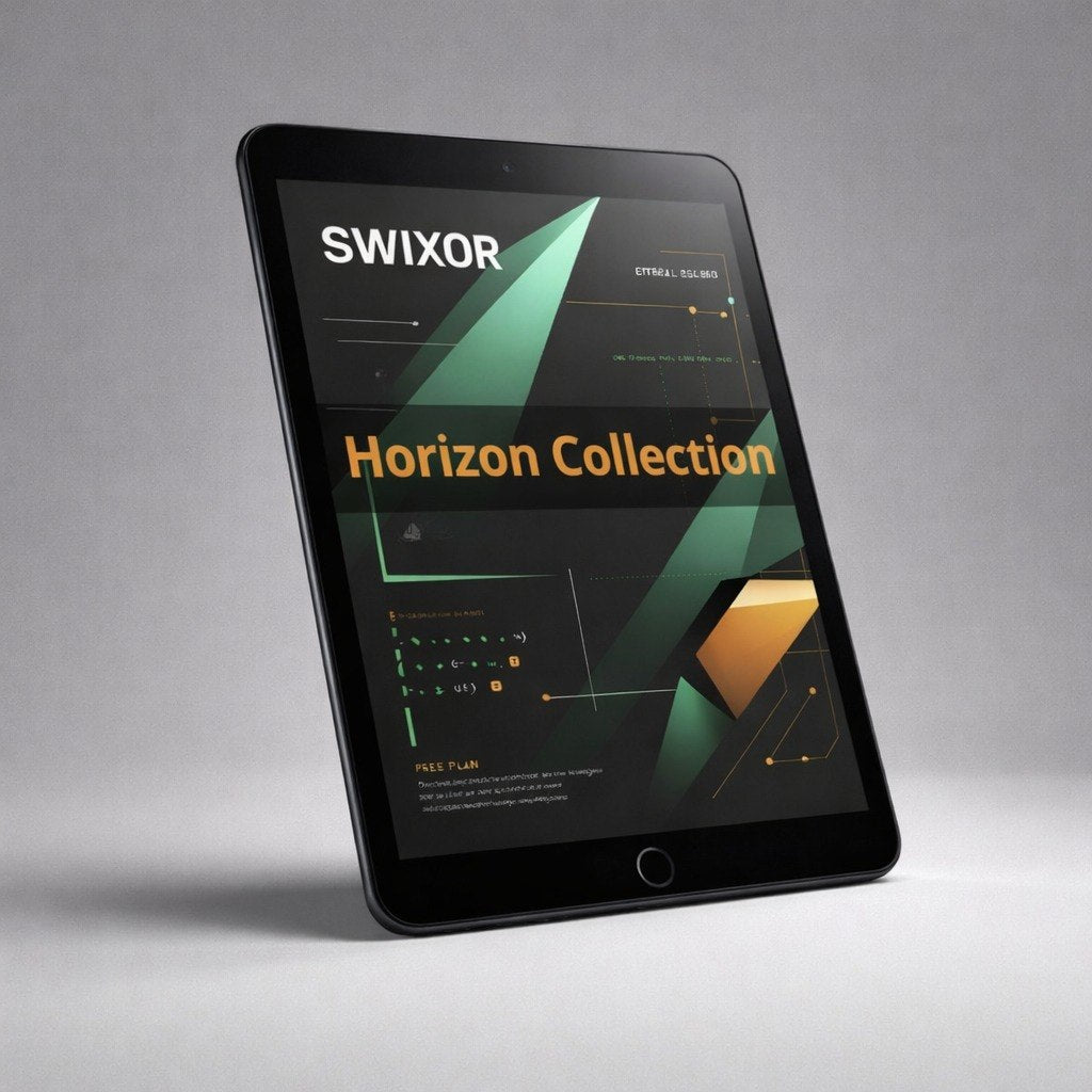 Tablet displaying the Swixor Horizon Collection on a gray background