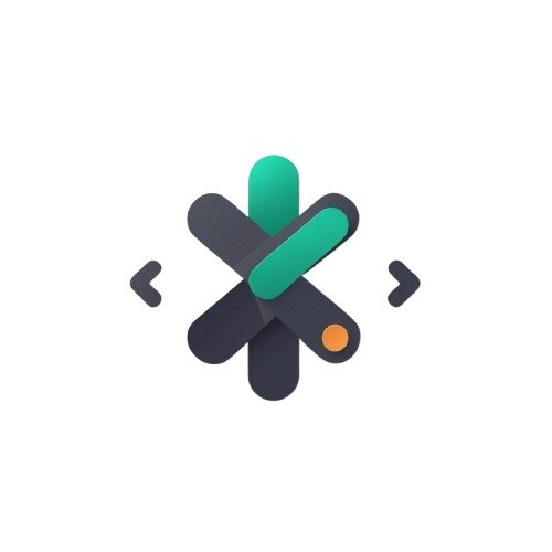 Logo with a stylized 'X' design on a white background