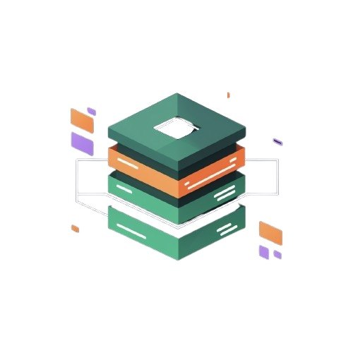 Stack of green and orange books on a white background