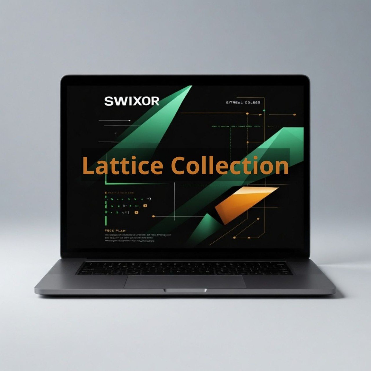 Laptop displaying the Swixor Lattice Collection on a gray background